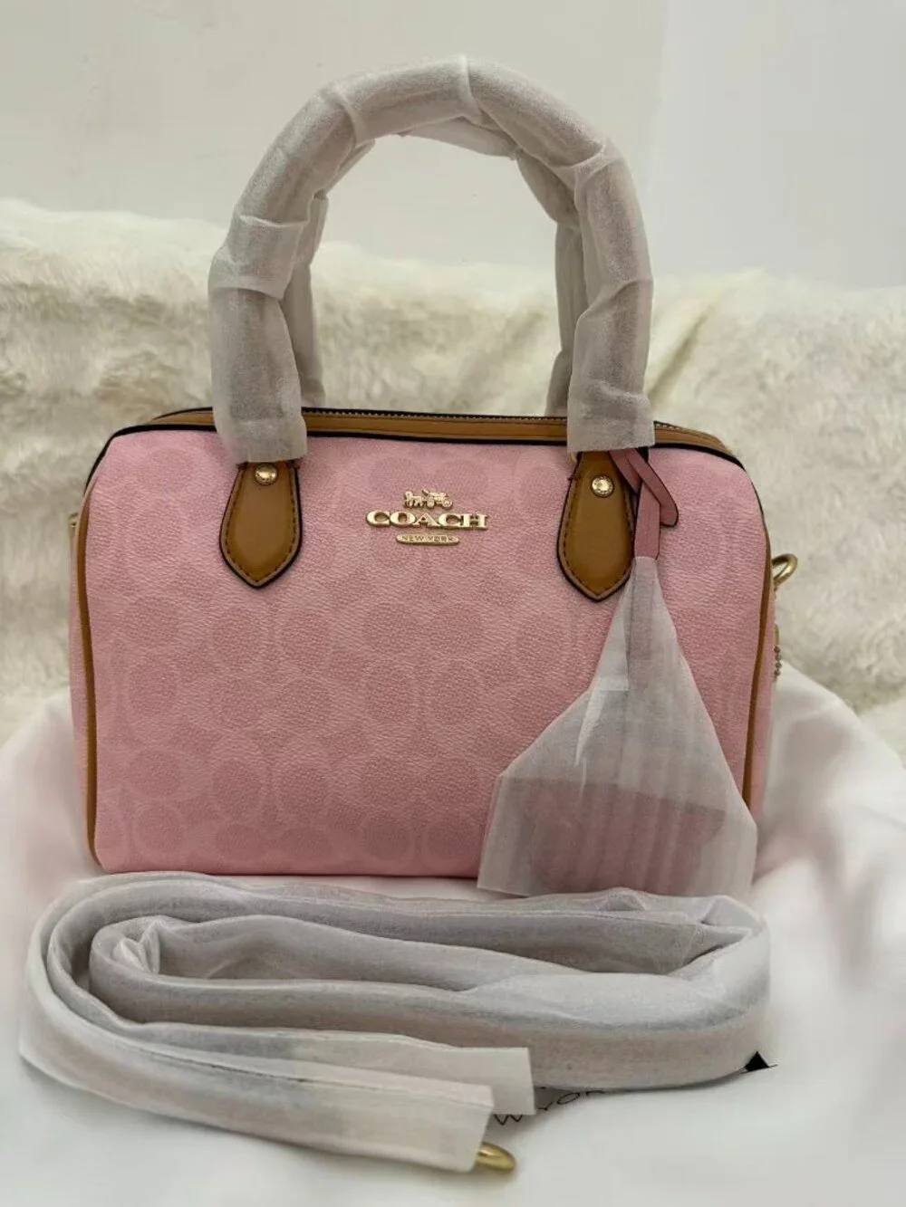 Coach Powder Pink Medium Rowan Satchel Bag NWT